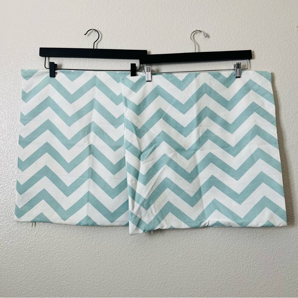 2x H&M Home Light Blue Ivory White Chevron Stripe Throw Pillow Covers